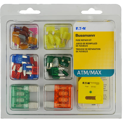 Emery Jensen auto fuse set with ATC/ATM fuses, assorted sizes, in a protective packaging for vehicle electrical systems.