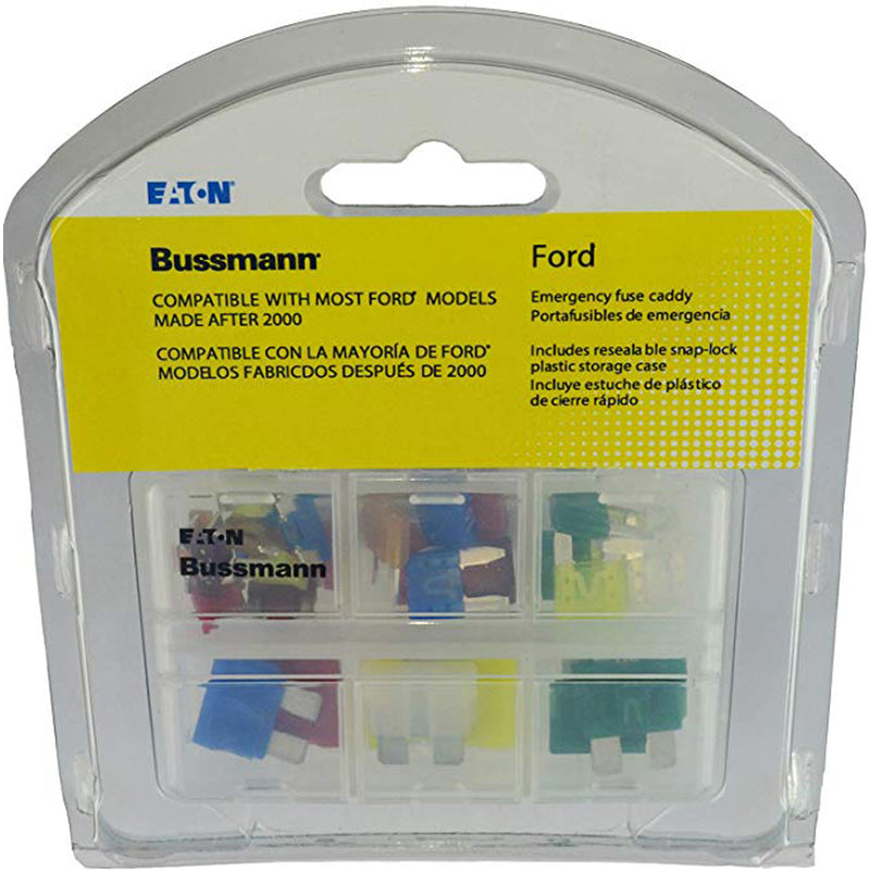 Emergency fuse kit for Ford with ATC/ATM fuses by Emery Jensen, includes various replacement fuses for automotive emergencies.