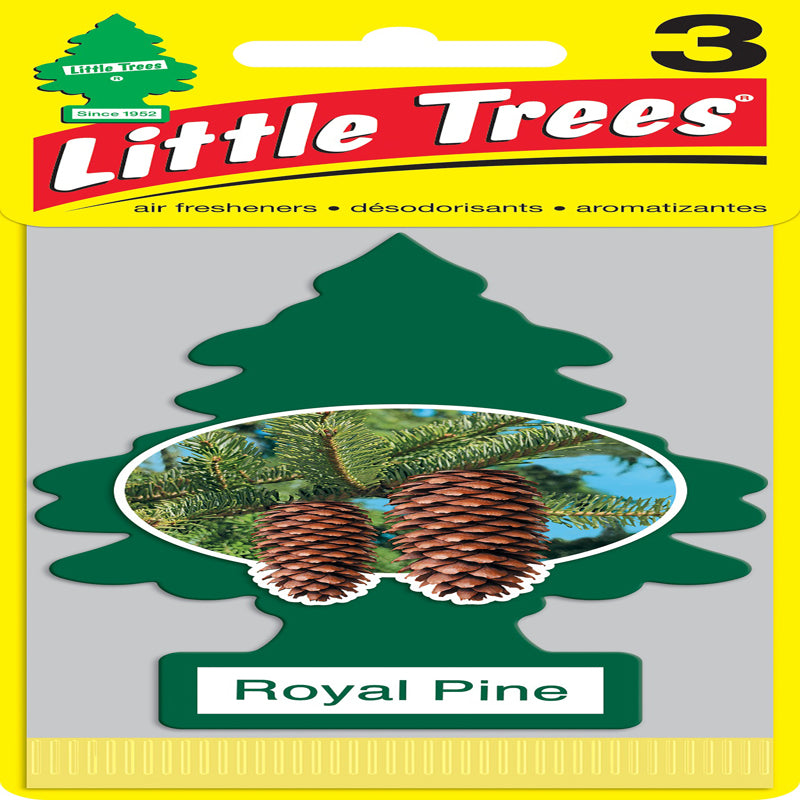 Emery Jensen Royal Pine auto air fresheners, 3-pack, with eight packs shown, designed to freshen car interiors with pine scent.
