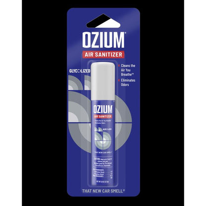 Emery Jensen sanitizer air freshener for new cars, auto air freshener with fresh scent, hanging inside a vehicle.