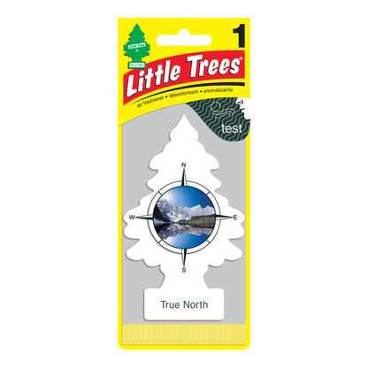 Emery Jensen True North auto air freshener hanging with fresh scent, designed for vehicle air freshening.
