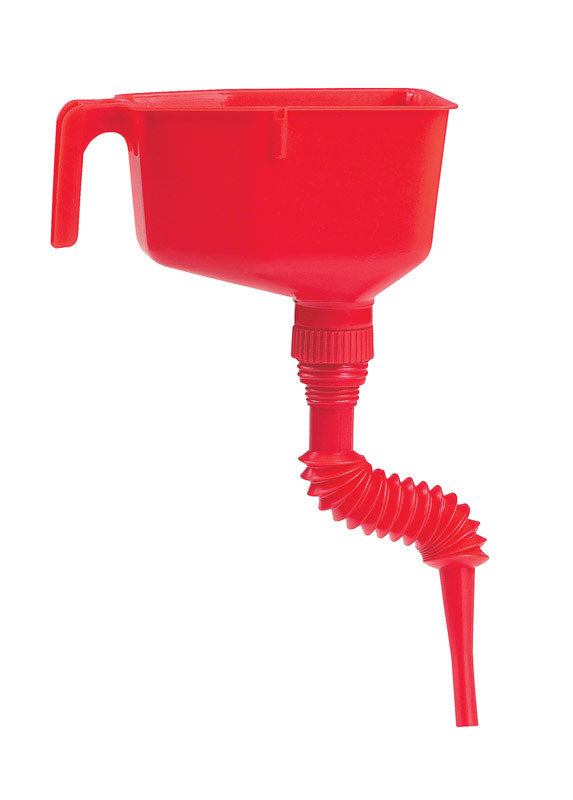 Emery Jensen 5-in-1 multi-task funnel for auto siphons and pans, versatile kitchen tool for pouring and transferring liquids.