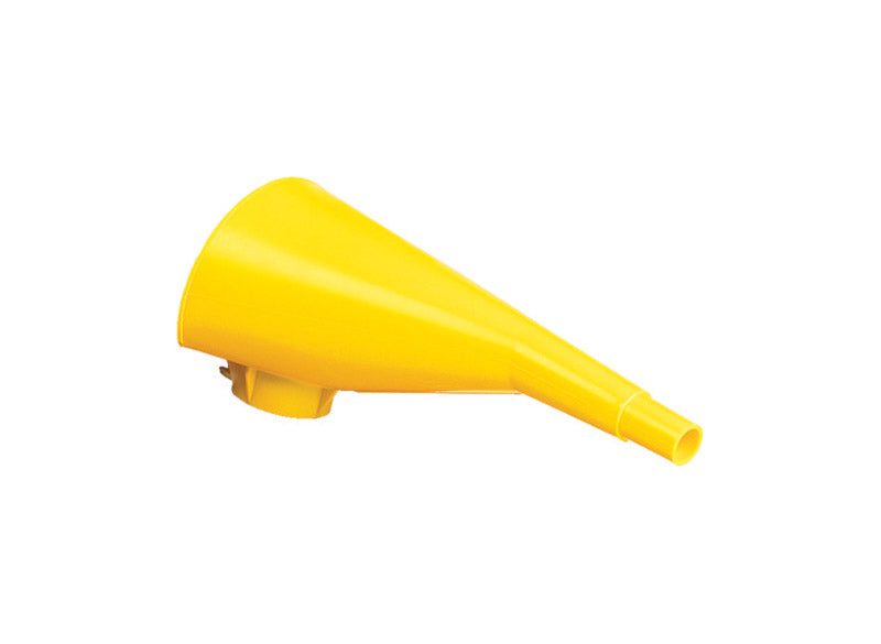 Polypropylene 10-inch auto funnel by Emery Jensen, showing a durable, clear plastic funnel suitable for automotive and siphon use.