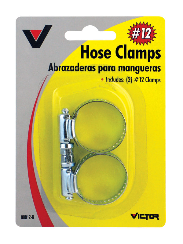 Pair of Emery Jensen auto hose clamps, 1/2 inch to 1-1/4 inch, used for securing hoses in automotive applications.