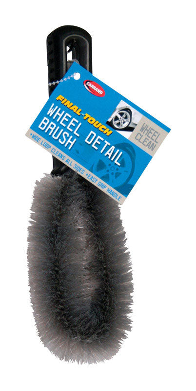 Emery Jensen auto wheel detail brush for cleaning car wheels and rims with soft bristles and ergonomic handle.