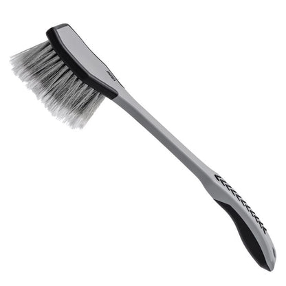 Emery Jensen auto wash bumper wheel brush with handle for effective cleaning of vehicle bumpers and wheels.