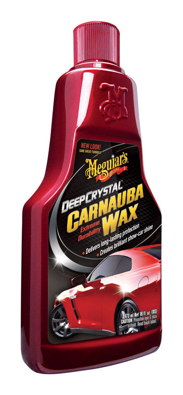 Emery Jensen Deep Crystal Wax 16oz liquid auto wax and polish bottle with a clear label and black cap.