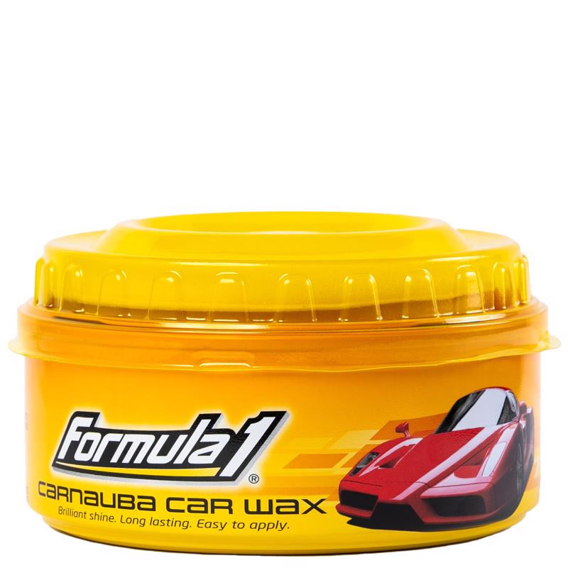 Emery Jensen Carnauba Paste Wax for cars, 12oz, auto wax and polish with a smooth paste texture on a clean vehicle surface.