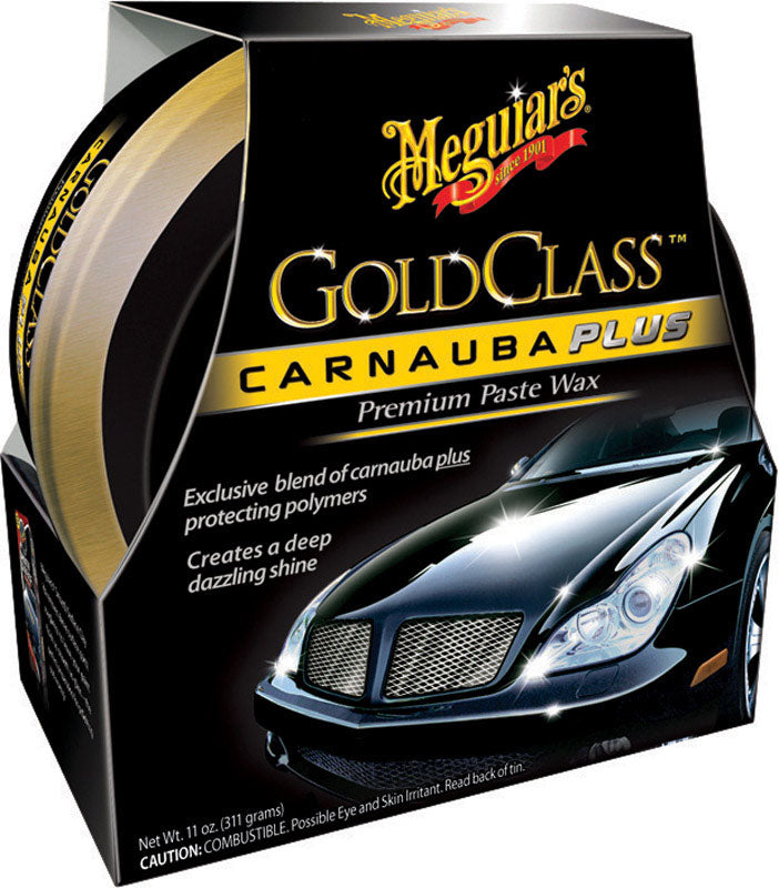 Emery Jensen Carwax GoldClass 11oz paste wax and polish for auto detailing, shown in a container with a smooth, shiny finish.
