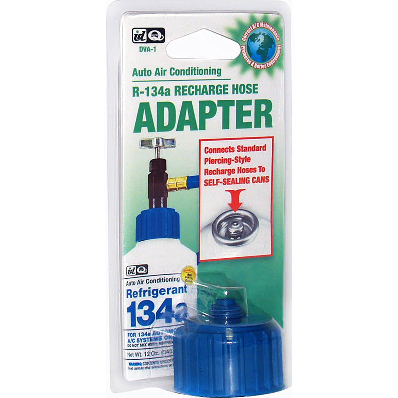 Emery Jensen Rechrge Hose Adapter IDQ for automotive refrigerant, with connection fittings and hose attachment.