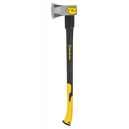 Emery Jensen single-bit axe with 4-pound forged steel head and wooden handle, suitable for chopping and splitting wood.