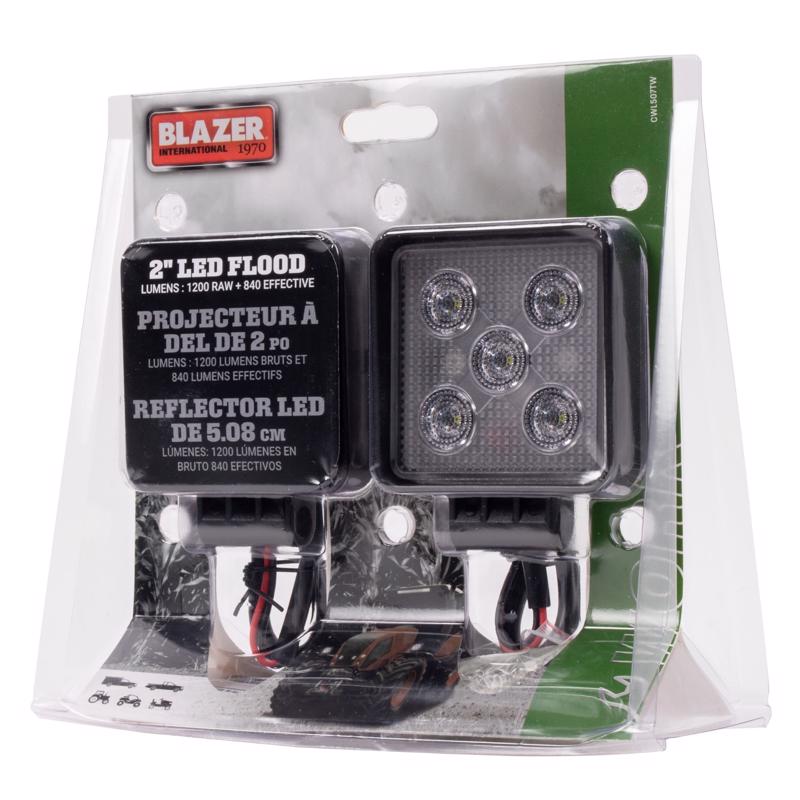 Square 2-inch LED work light by Emery Jensen for backup and clearance lighting, designed for durable outdoor use.