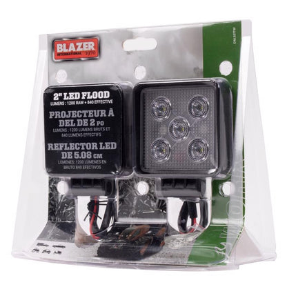 Square 2-inch LED work light by Emery Jensen for backup and clearance lighting, designed for durable outdoor use.