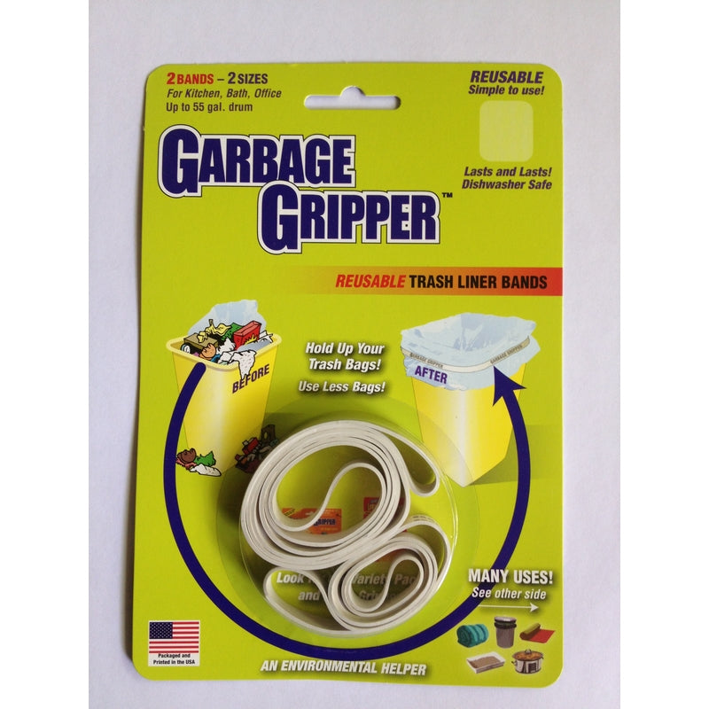 Emery Jensen Garbage Gripper 2-Pack bag holders for securing trash bags, durable plastic construction, gray color, designed for easy use.
