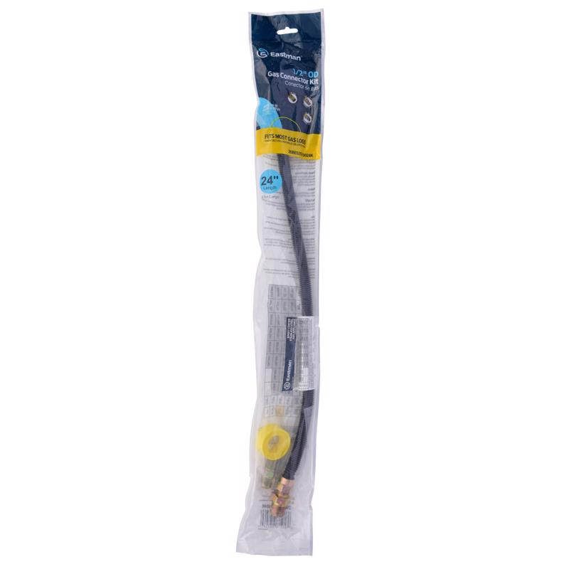 Emery Jensen bagged Pro-Coat gas connector, 1/2 inch by 3/8 inch, 24 inches long, durable metal fitting for gas connections