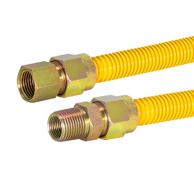 Emery Jensen bagged Pro-Coat gas connector 1/2x48 inches, flexible pipe for gas line connections with protective coating.