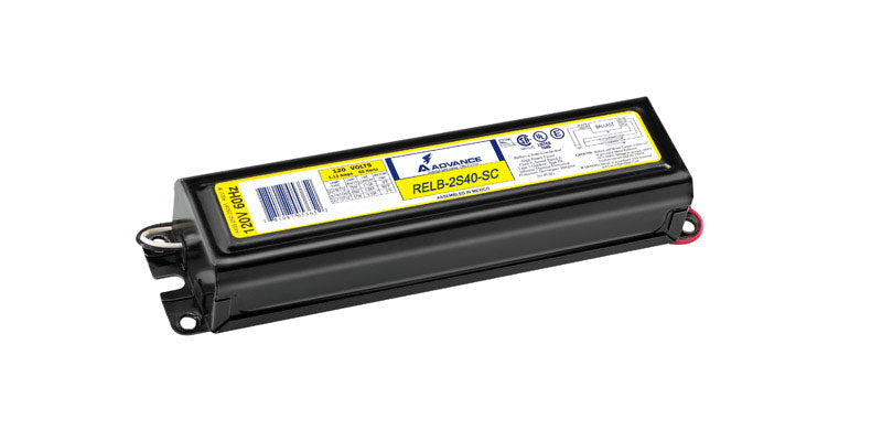 Emery Jensen ballast for fluorescent lamps, 40W, 2-light fixture, standard electrical component for lighting setups.