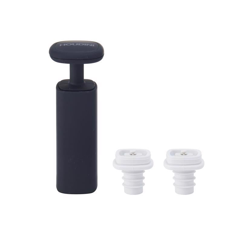 Emery Jensen black bar tools VAC pump/stp set, 3-piece, durable stainless steel construction for professional bartending use.