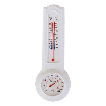 Emery Jensen thermometer and hygrometer with a 9.5x3.3 inch display showing temperature and humidity levels.
