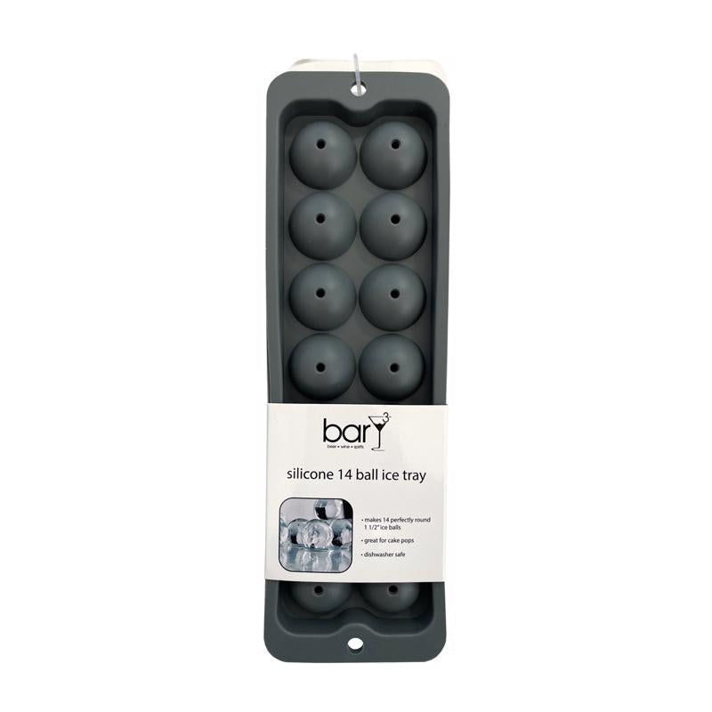 Gray ice tray from Emery Jensen barware accessories, showing a close-up of the tray with multiple ice cubes ready for use.