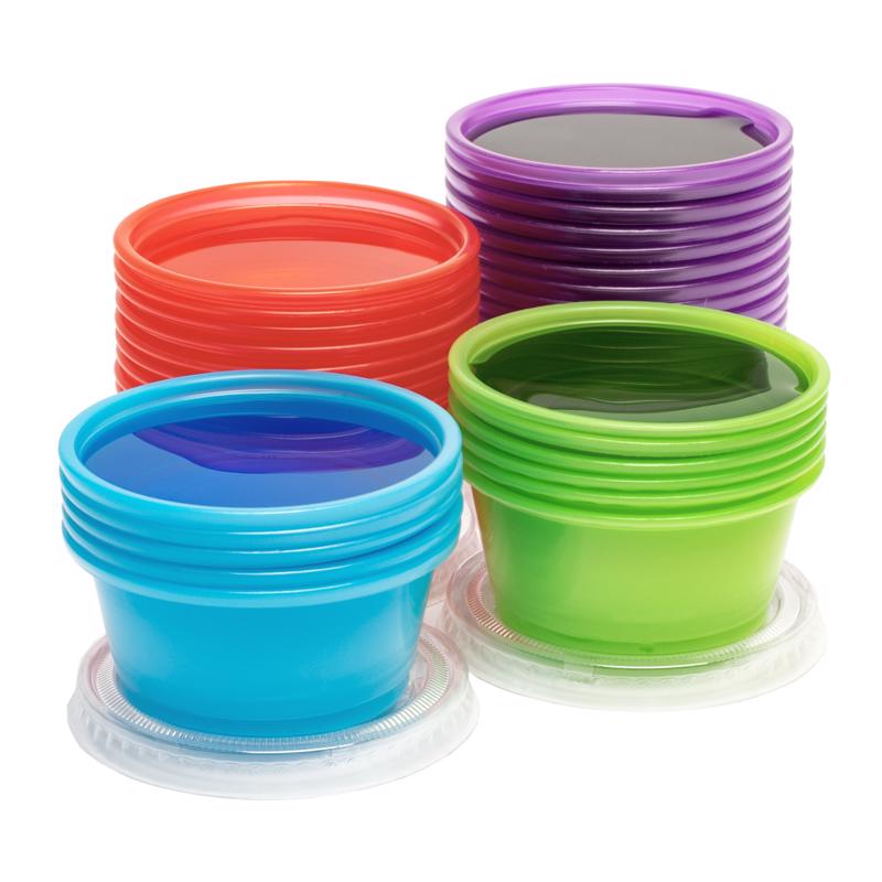 Set of 50 Emery Jensen tasting cups, barware accessories, small clear plastic cups for sampling or tasting events.
