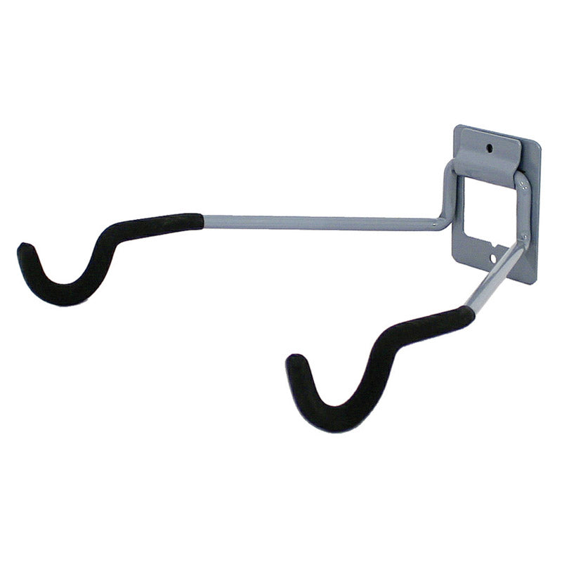 Black Emery Jensen FlipUp Hanger for basement and garage storage, sturdy metal design for organizing tools and equipment.