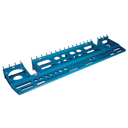 Blue Emery Jensen 3-in-1 tool holder for basement and garage storage, with multiple compartments for organizing tools.