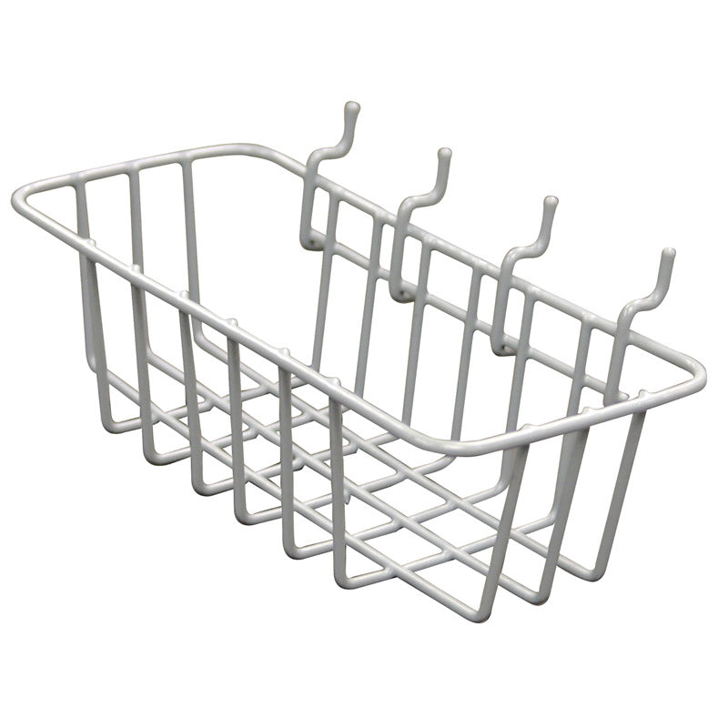 Emery Jensen wire basket for basement or garage storage, measuring 3.5x8x2.5 inches, ideal for organizing tools and supplies