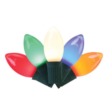 Emery Jensen LED CMAS LT C9 MLT 25-count basic LED Christmas light set with novelty C9 bulbs, ideal for holiday decoration.