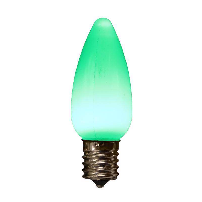 Emery Jensen C9 small green LED bulb set, 25 count, for decorative lighting and holiday displays.