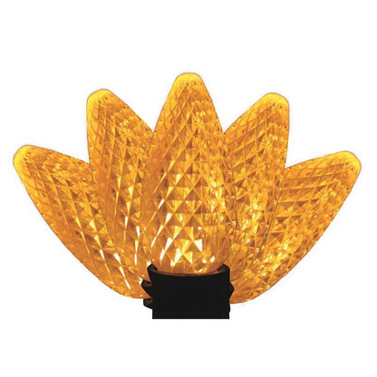 Yellow C9 LED light bulbs from Emery Jensen, 25-count basic LED C set for decorative or holiday lighting.