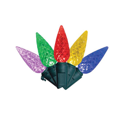 Emery Jensen LGHTS C6 LED MC 300CT basic LED Christmas light set with colorful bulbs on a festive string.