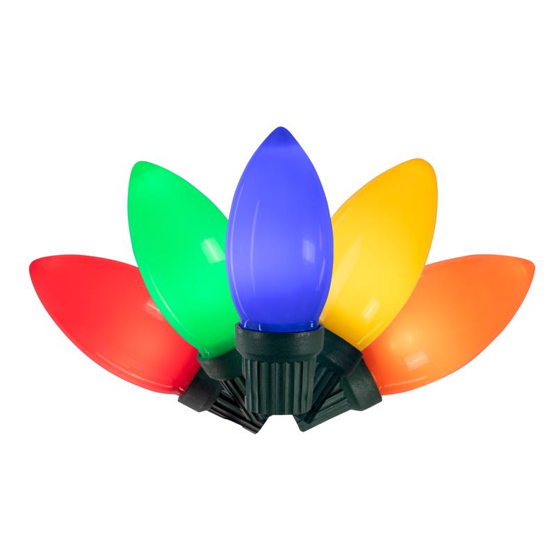Emery Jensen LED C9 light set with 25 bright, energy-efficient C9 bulbs in a basic novelty design for festive decorating.