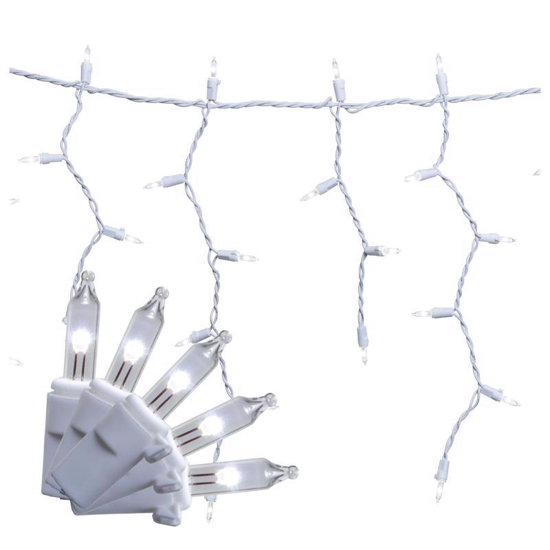 Emery Jensen LED ICIC PURE WHITE 300-count basic LED net lights and icicles for festive decorating.