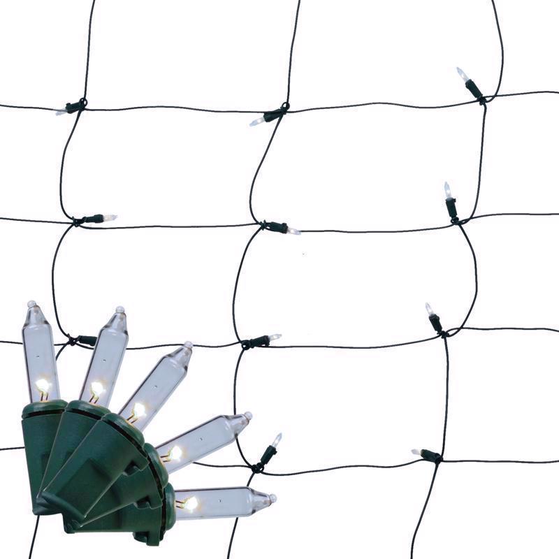 Emery Jensen LED Net Pure White 100-count, basic LED net lights with icicles for festive outdoor decoration.