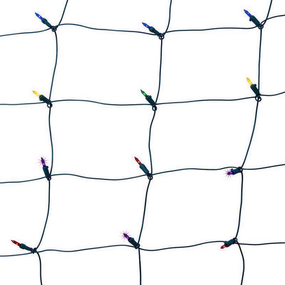 Emery Jensen basic multi-colored LED net lights and icicles, 100-count string for holiday decor, with bright, festive lighting.