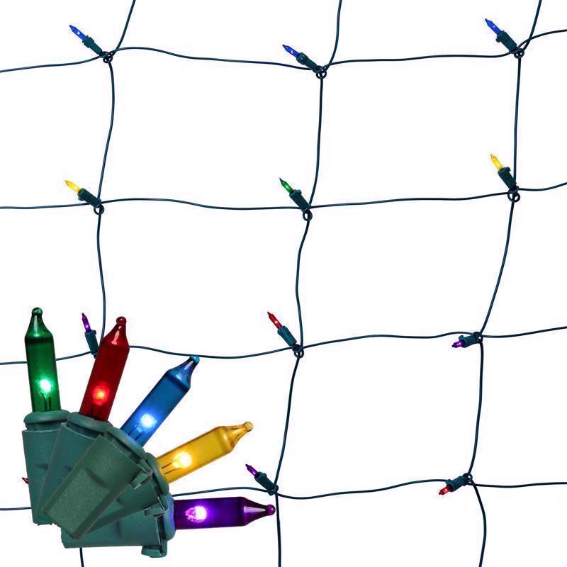 Emery Jensen NET LGHT MULTI 100CT basic LED nets and icicles for holiday decoration, multi-color lights on flexible netting.
