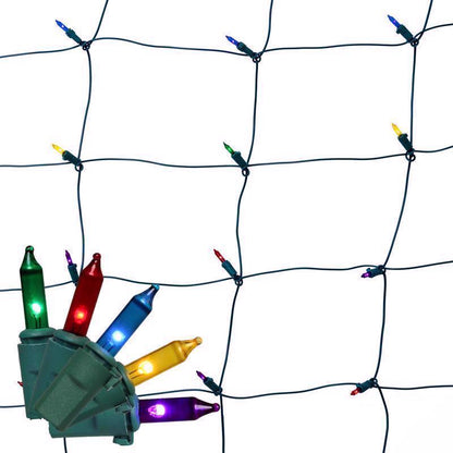 Emery Jensen NET LGHT MULTI 100CT basic LED nets and icicles for holiday decoration, multi-color lights on flexible netting.