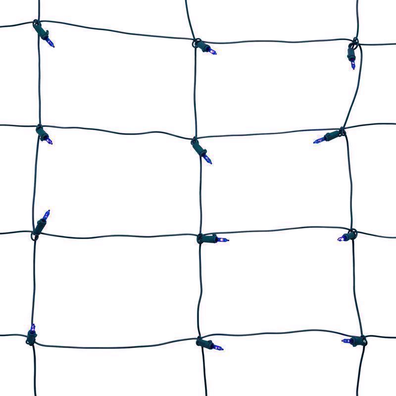 Blue LED net lights by Emery Jensen, 100-count, for holiday decorating, featuring bright, energy-efficient string lights on a net-style design.