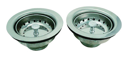Emery Jensen basket strainer assembly with 3.5-inch diameter, 2-pack, used for plumbing and drainage systems.