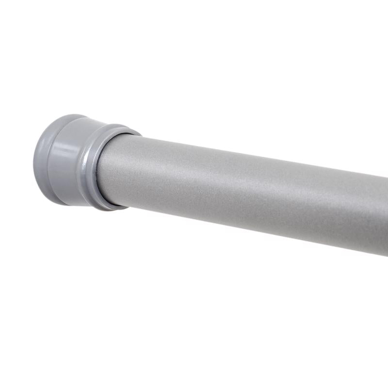 Emery Jensen 72-inch bronze curtain rod for bathroom accessories, mounted on a wall with rings for hanging curtains.