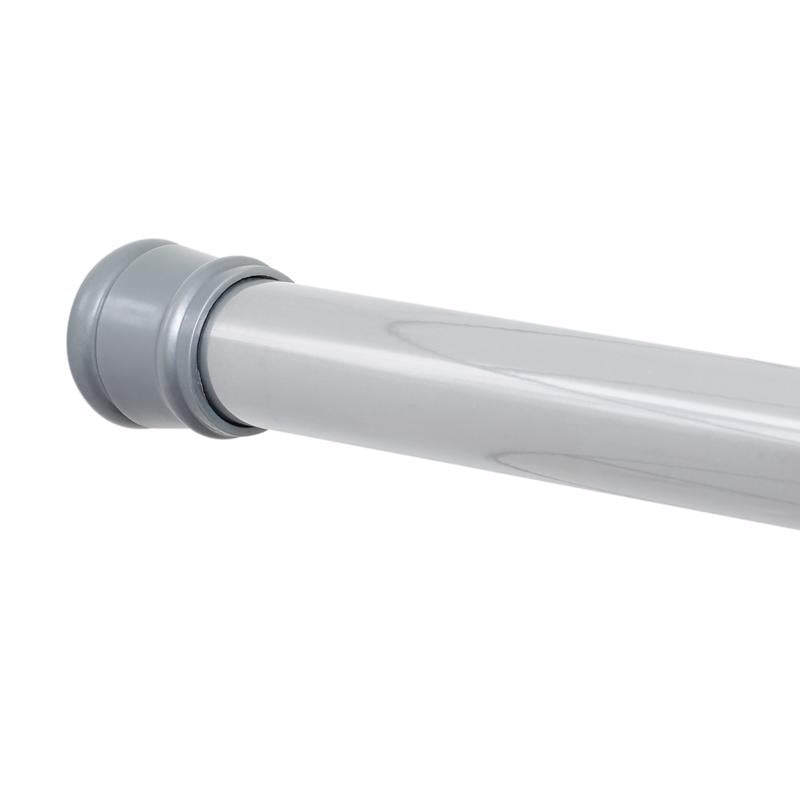 Emery Jensen chrome curtain rod for bathroom, 24-40 inches, with brackets and mounting hardware, designed for shower or window.