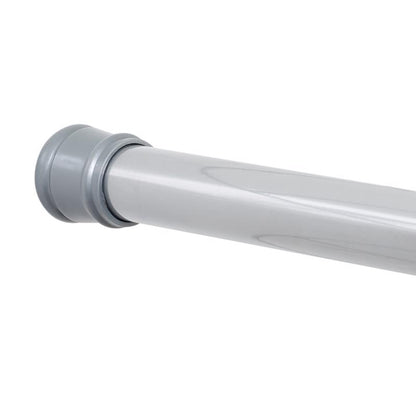 Emery Jensen chrome curtain rod for bathroom, 24-40 inches, with brackets and mounting hardware, designed for shower or window.