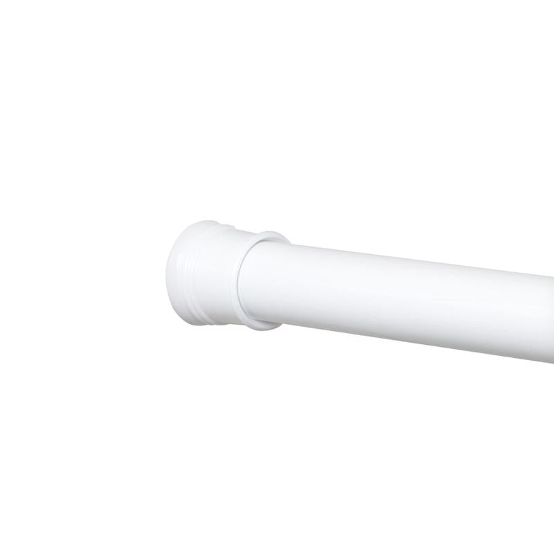 White curtain rod from Emery Jensen, 49 to 86 inches, designed for bathroom accessories and window treatments.