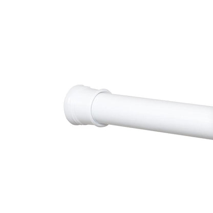 White curtain rod from Emery Jensen, 49 to 86 inches, designed for bathroom accessories and window treatments.
