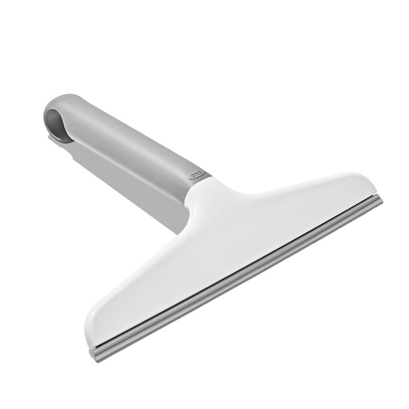 Square white plastic shower shelf from Emery Jensen, 10-inch bathroom accessory with smooth finish and sturdy design.