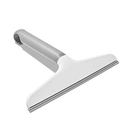 Square white plastic shower shelf from Emery Jensen, 10-inch bathroom accessory with smooth finish and sturdy design.