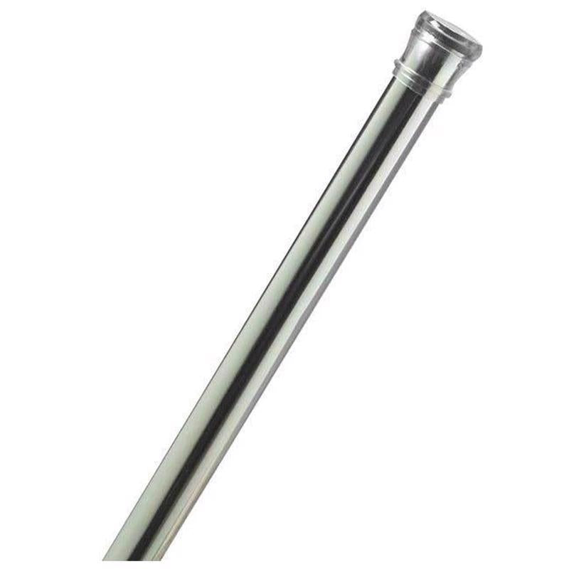 Chrome tension rod from Emery Jensen, adjustable 42-72 inches, ideal for bathroom shower or curtain support.
