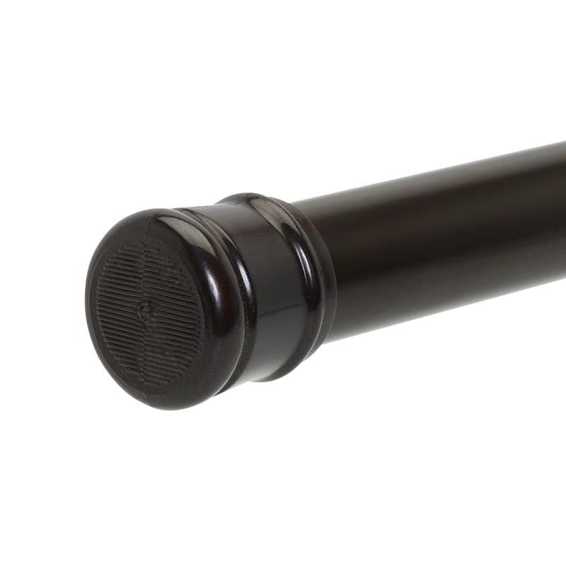 Bronze tension rod for bath accessories, 72 inches long, by Emery Jensen, shown in a bathroom setting.