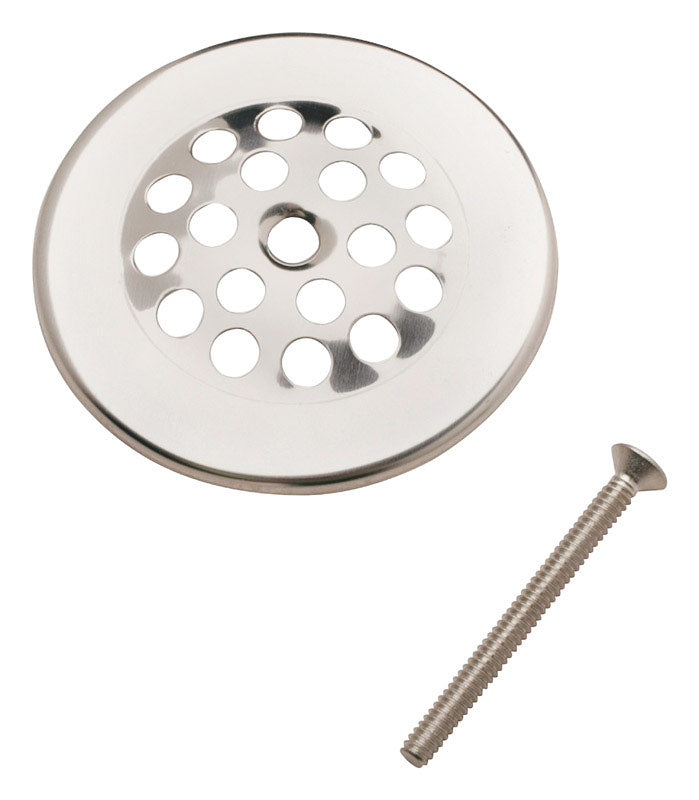 Chrome 3-inch dome strainer by Emery Jensen for bath drains and accessories, designed to prevent clogs and debris.